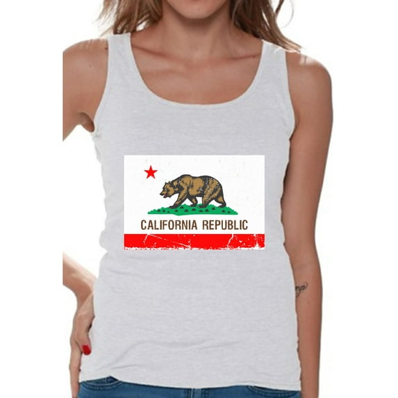 Awkward Styles California Republic Flag Tank Top for Women California Bear Tank California Flag Sleeveless Shirt Cali Gifts Women's California Fitness Tank Top Gifts from California