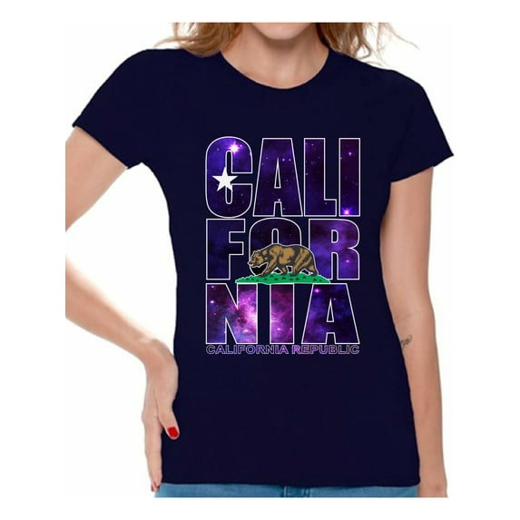 Awkward Styles California Republic Galaxy Tshirt California Shirts for Women California Galaxy Print T Shirt Cali Gifts Funny California Summer Shirts Gifts from California Cali T-Shirt
