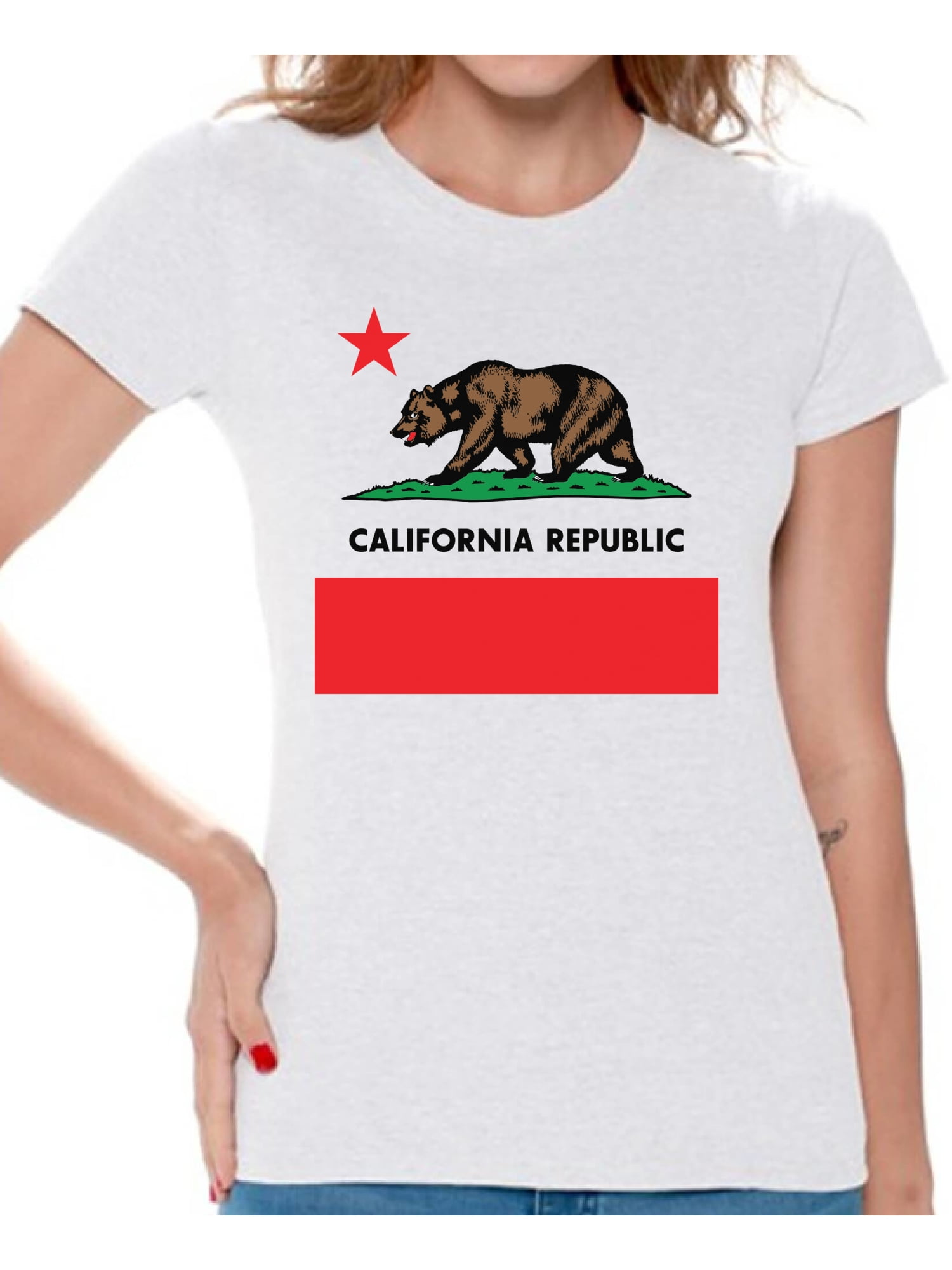 Republic Of California Worepczts103 T-Shirt, Bianco, S Donna