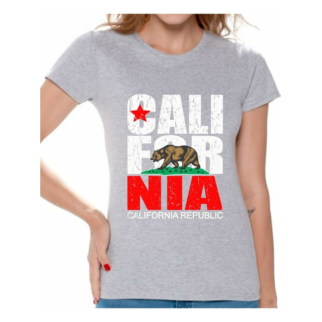 Awkward Styles California Republic Shirt for Women California Love California State Women T-shirt Gifts for Women California Lover T shirt for Women California Gifts Vintage California Women Tshirt
