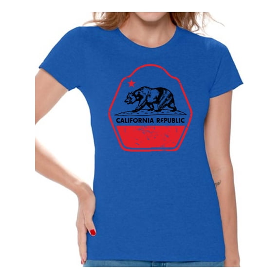 Awkward Styles California Republic Women Shirt United States of America Retro California Women T shirt California Gifts Summer Tshirt for Women Made in the USA California State Women T-shirt