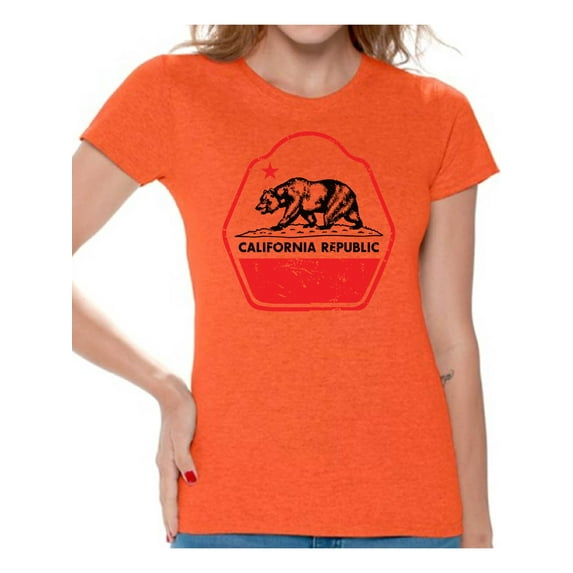 Awkward Styles California Republic Women Shirt United States of America Retro California Women T shirt California Gifts Summer Tshirt for Women Made in the USA California State Women T-shirt