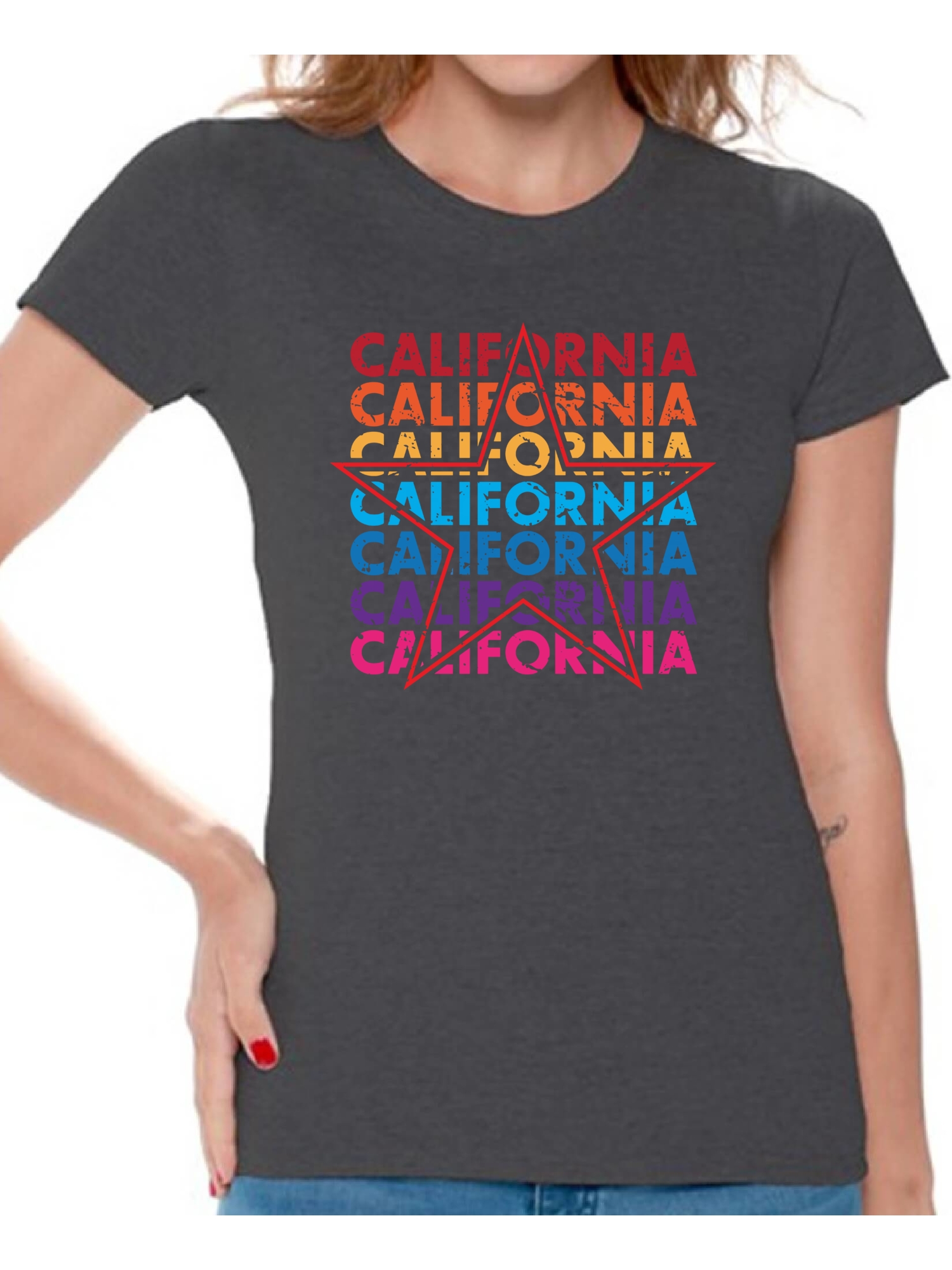 Awkward Styles California Star Women Shirt Gifts for Women 80s T shirt for Women San Francisco California State Women Tshirt I Love California United States T-shirt for Women Los Angeles - image 1 of 4