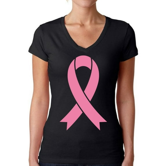 Awkward Styles Cancer Awareness Shirts for Womens Support Clothing Collection Pink Ribbon Breast Cancer Awareness Ladies V-neck Shirts Pink Ribbon Tee Shirt