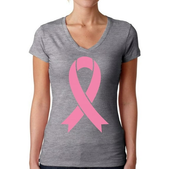 Awkward Styles Cancer Awareness Shirts for Womens Support Clothing Collection Pink Ribbon Breast Cancer Awareness Ladies V-neck Shirts Pink Ribbon Tee Shirt