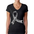 thumbnail image 1 of Awkward Styles Cancer Awareness Shirts for Womens Support Clothing Collection Ribbon Breast Cancer Awareness White Ladies V-neck Shirts White Ribbon Tee Shirt, 1 of 4