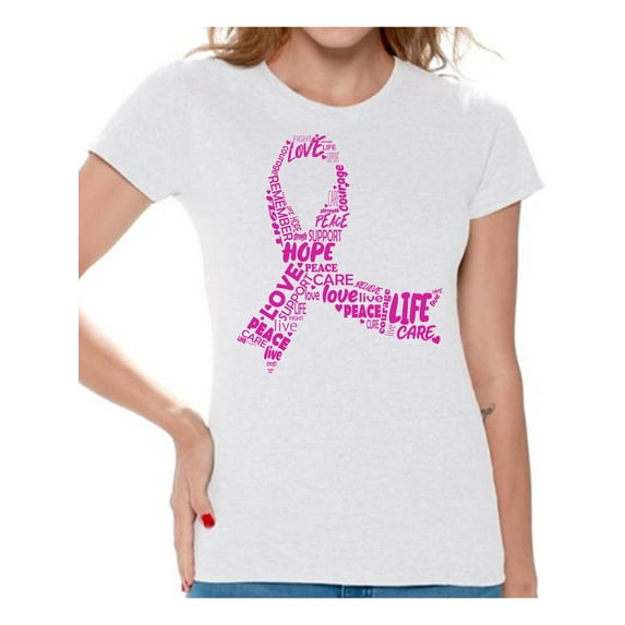 Awkward Styles Cancer Awareness Shirts for Womens Support Clothing Collection Ribbon Breast Cancer Awareness Pink Ladies Shirts Pink Ribbon T-shirts