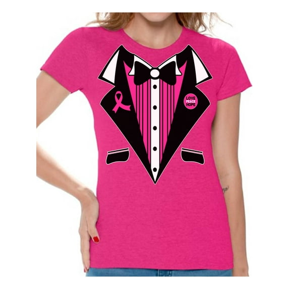 Awkward Styles Cancer Awareness Women's Shirts Cancer Awareness Tuxedo Ladies Shirts Tuxedo Cancer Costume T-shirts for Her