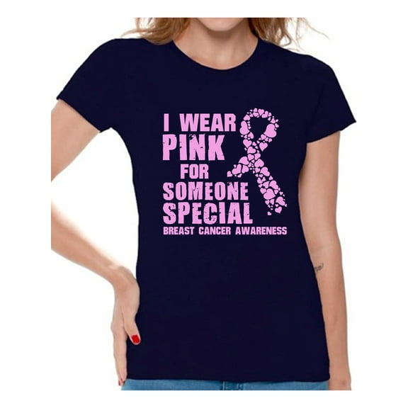 Awkward Styles Cancer Shirts I Wear Pink For Someone Special T-Shirt Breast Cancer Awareness Women's Shirt Breast Cancer Survivor Gifts Pink Ribbon Tshirt for Women Pink Cancer Support Ribbon Tshirt
