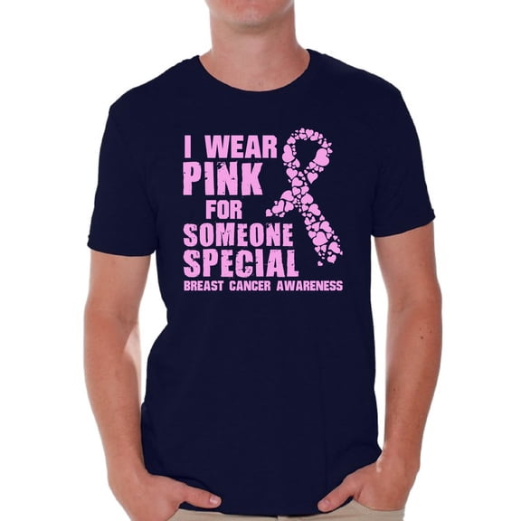 Awkward Styles Cancer Shirts I Wear Pink For Someone Special T-Shirt Breast Cancer Awareness Men's Shirt Breast Cancer Survivor Gifts Pink Ribbon Tshirt for Men Pink Cancer Support Ribbon Tshirt