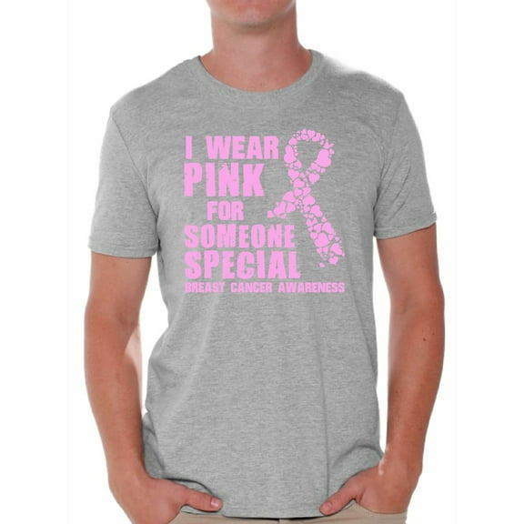 Awkward Styles Cancer Shirts I Wear Pink For Someone Special T-Shirt Breast Cancer Awareness Men's Shirt Breast Cancer Survivor Gifts Pink Ribbon Tshirt for Men Pink Cancer Support Ribbon Tshirt