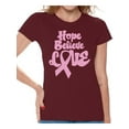 thumbnail image 1 of Awkward Styles Cancer Support Shirts for Mom Hope T Shirt for Woman Hope Believe Love Tshirt for Women Cancer Shirt for Ladies Cancer Gifts Breast Cancer Awareness Shirt Pink Ribbon Support Gifts, 1 of 4