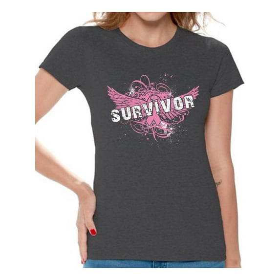 Awkward Styles Cancer Survivor Ladies T Shirt Cancer Support Shirt for Women Cancer Survivor Shirt for Women Pink Shirt Breast Cancer Awareness Shirts for Women