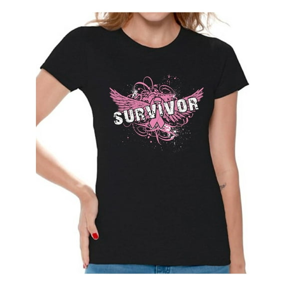 Awkward Styles Cancer Survivor Ladies T Shirt Cancer Support Shirt for Women Cancer Survivor Shirt for Women Pink Shirt Breast Cancer Awareness Shirts for Women