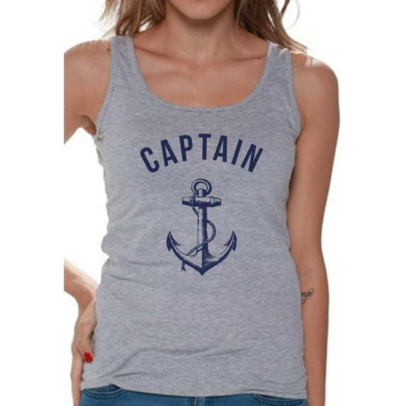 Awkward Styles Captain Clothes for Mom Captain Tank Top for Women Marine Tank Top for Girls Sea Lovers Gifts Captain T Shirts Captain Tank Top for Ladies Marine Themed Party Cute Gifts for Wife