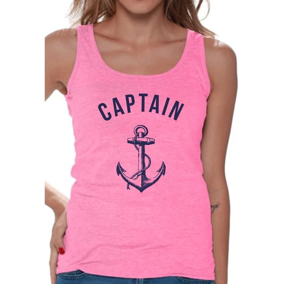 Awkward Styles Captain Clothes for Mom Captain Tank Top for Women Marine Tank Top for Girls Sea Lovers Gifts Captain T Shirts Captain Tank Top for Ladies Marine Themed Party Cute Gifts for Wife