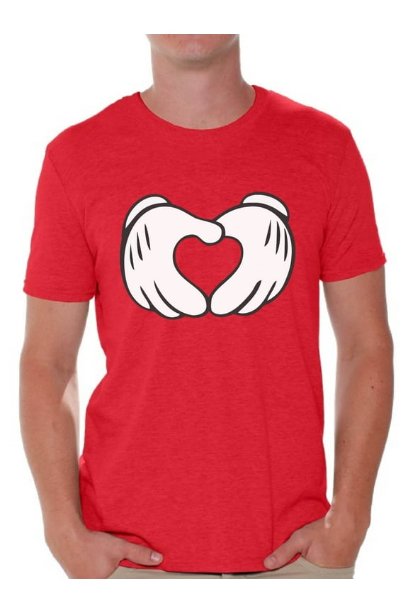 Cartoon Hands Heart Shirt for Men Valentine Heart Men's T Shirt Cute Valentine Heart Tshirt Valentine's Day Love Gift Idea for Him Heart Shape Valentines Day Shirt