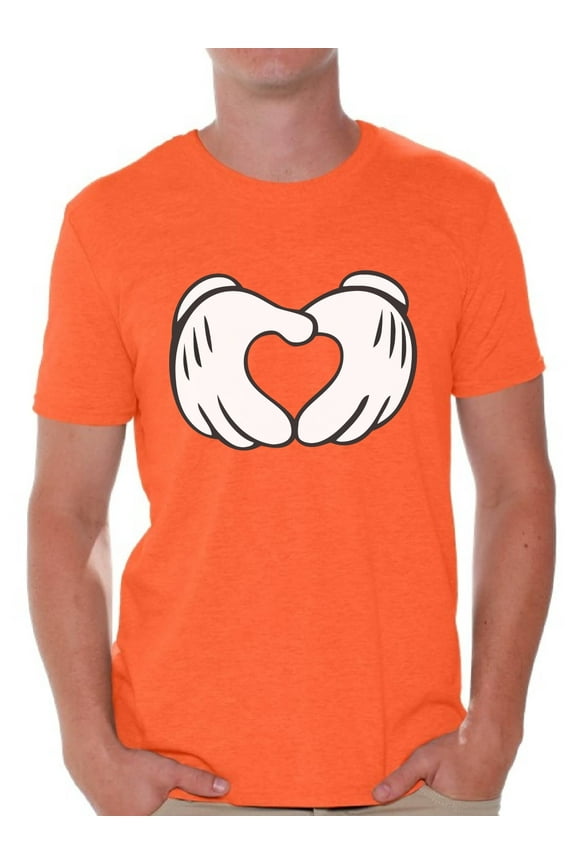 Cartoon Hands Heart Shirt for Men Valentine Heart Men's T Shirt Cute Valentine Heart Tshirt Valentine's Day Love Gift Idea for Him Heart Shape Valentines Day Shirt