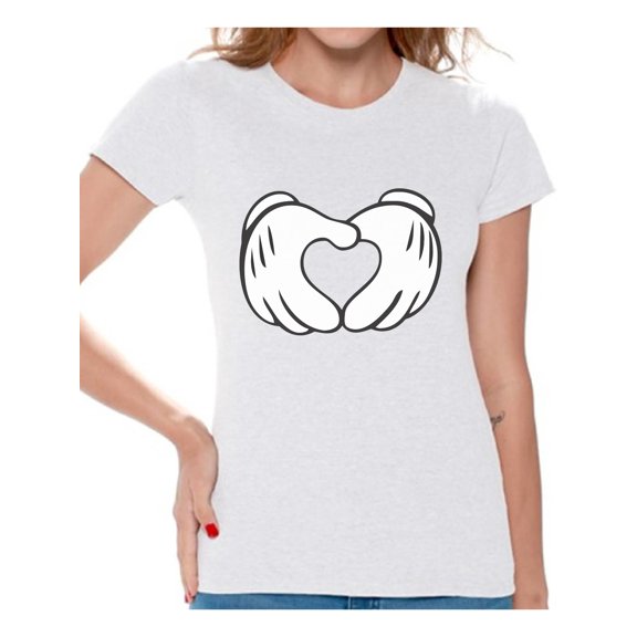 Awkward Styles Cartoon Hands Heart Shirt for Women Valentine Heart T Shirt Cute Valentine Heart Women's Tshirt Valentine's Day Love Gift Idea for Her Heart Valentines Day Valentine Shirts for Women