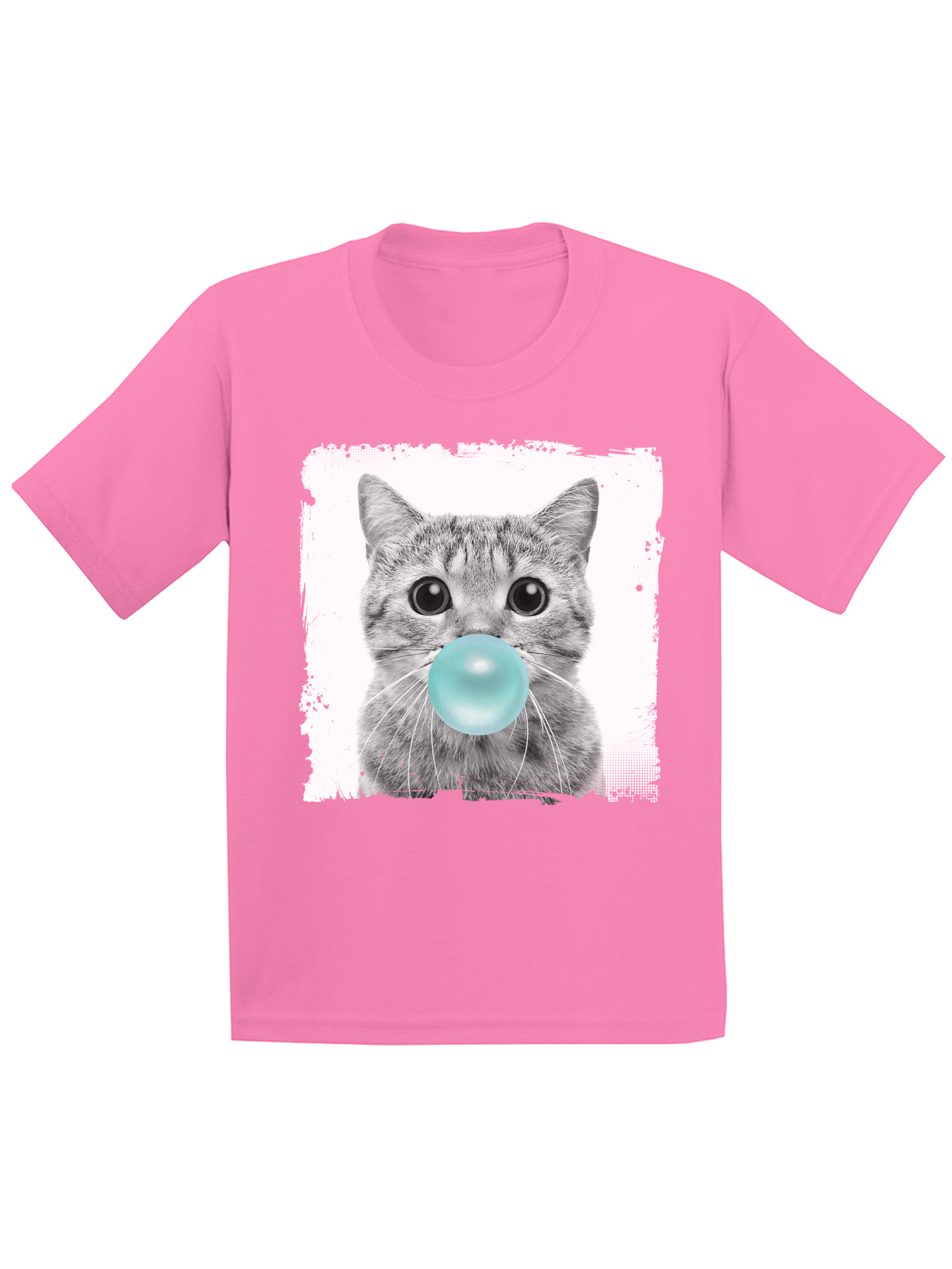 Awkward Styles Cat Blowing Blue Gum Shirt Cat Lovers Lovely Gifts for Kids Funny Animal Youth Shirt Cute Animal Lovers Clothes New Kids T Shirt Gifts for Kids Little Cat Clothing Childrens Outfit - image 1 of 4