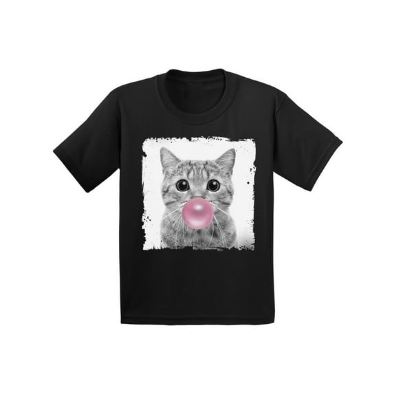 Awkward Styles Cat Chewing Pink Gum Childrens Outfit Cat Tshirt Cat Toddler Shirt Toddler T Shirt Kids Outfit New Animal Collection Funny Cat with Gum Cat Clothing Cat Lovers Funny Gifts for Kids