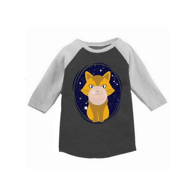 Awkward Styles Cat Shirts Cute Cat Jersey Shirts Kitten T Shirts for Toddler Cat Raglan Tshirt for Boys and Girls Kids Cat T-shirts Cat Chewing Pink Gum Shirts Funny Gifts for Kids Cat Lovers Gift
