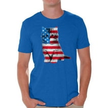 Awkward Styles Cat Shirts Mens USA Flag Patriotic Graphic Tshirt Tops 4th of July Gifts Cute Kitten American Flag T Shirt for Men Independence Day Stars and Stripes Shirts Cat Lover Shirts