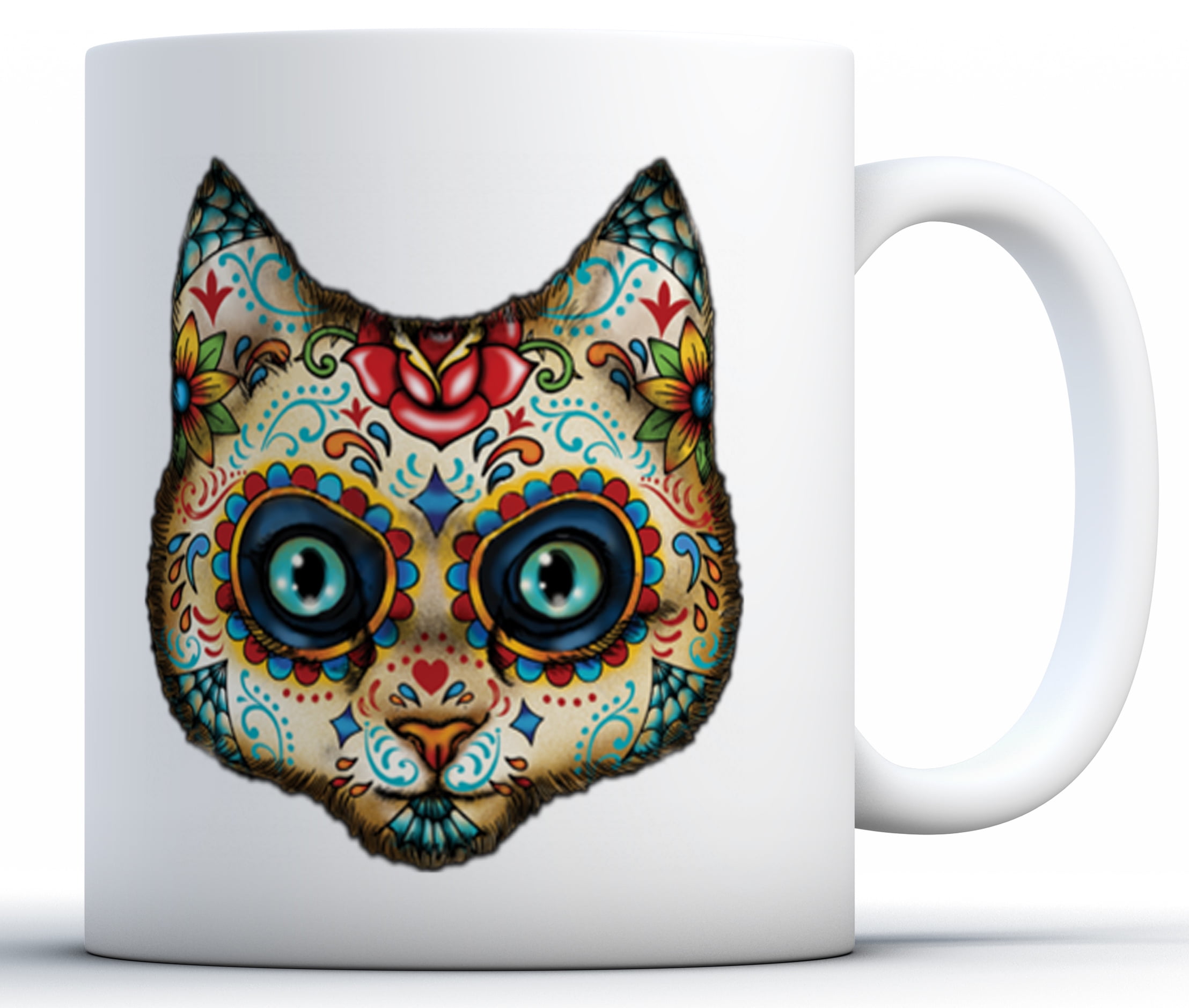 Awkward Styles Cat Skull Mugs Skull Coffee Mug Skull Gifts Day of the Dead Mug Cat Mug Party Supplies Dia de los Muertos Gifts Candy Skull Accessories