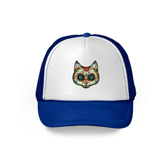 Awkward Styles Cat Skull Trucker Hat Skull Cap Skull Gifts Day of the Dead Cat Hat Skull Accessories Skull Caps Winter Summer