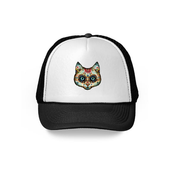 Awkward Styles Cat Skull Trucker Hat Skull Cap Skull Gifts Day of the Dead Cat Hat Skull Accessories Skull Caps Winter Summer