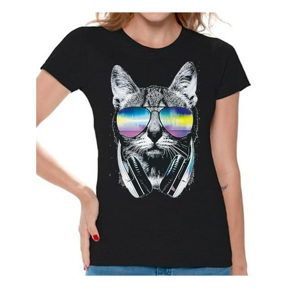 Awkward Styles Cat T-Shirt Sunglasses T Shirts for Women