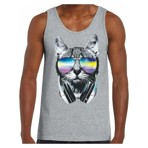 Awkward Styles Cat T-Shirt Sunglasses Tank Tops for Men