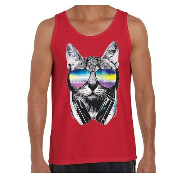 Awkward Styles Cat T-Shirt Sunglasses Tank Tops for Men