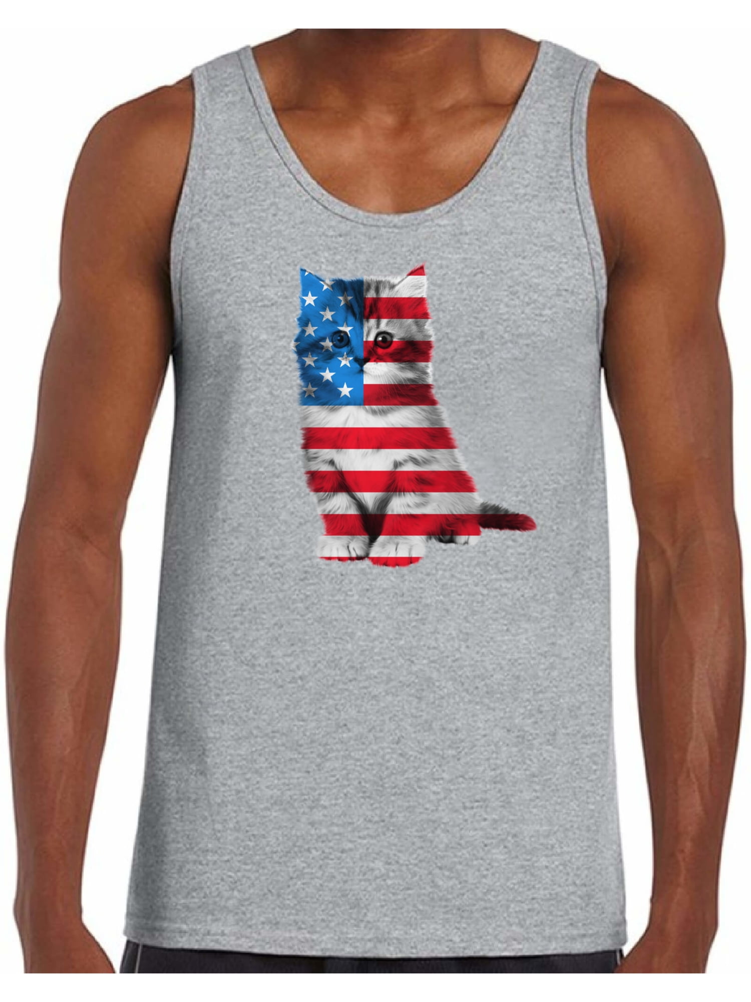 Awkward Styles Cat Tank Tops Mens USA Flag Patriotic Tank Tops 4th of
