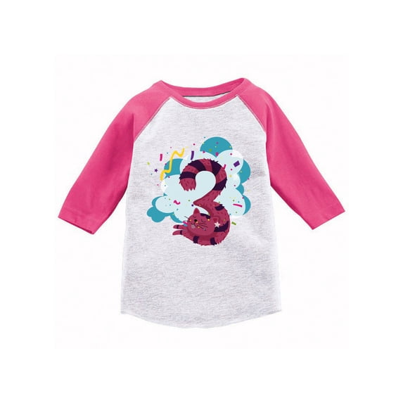 Awkward Styles Cat Toddler Raglan Kids Cat Birthday Jersey 3rd Birthday Party Outfit Baby Girl Shirt Baby Boy Cat Tshirt Birthday Gifts for 3 Year Old Birthday Cat T Shirt