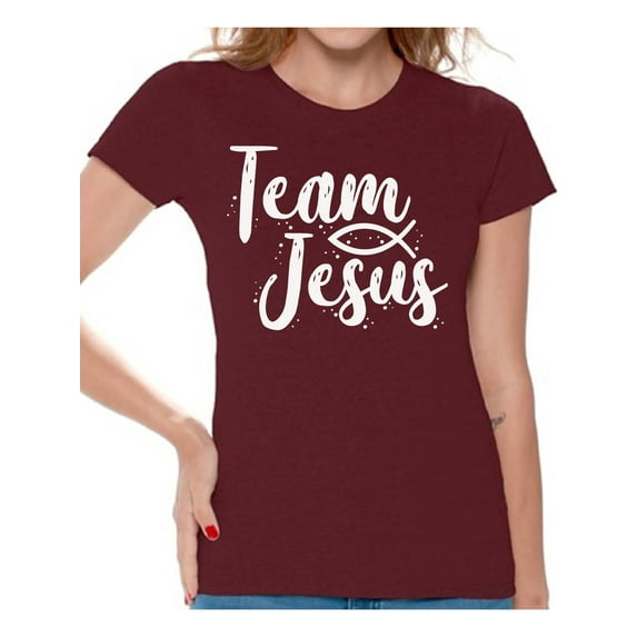 Awkward Styles Christian Clothing for Ladies Team Jesus Womens T-Shirt White Tshirt for Girls Christian Gifts for Girlfriend Jesus Shirts Jesus Team Clothing Collection for Women Jesus T Shirt for Her