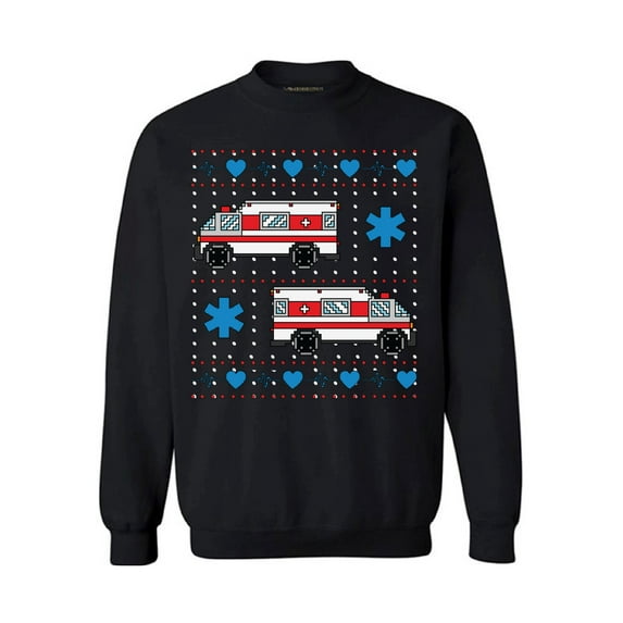 Awkward Styles Christmas Ambulance Truck Sweatshirt Ambulance Xmas Sweater Funny Christmas Gifts Emergency Medical Technician Christmas Sweater EMT Ambulance Crewneck Sweatshirt Xmas Party