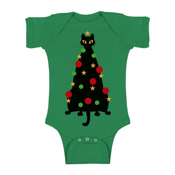Awkward Styles Christmas Baby Outfit Bodysuit Cat Xmas Tree Romper
