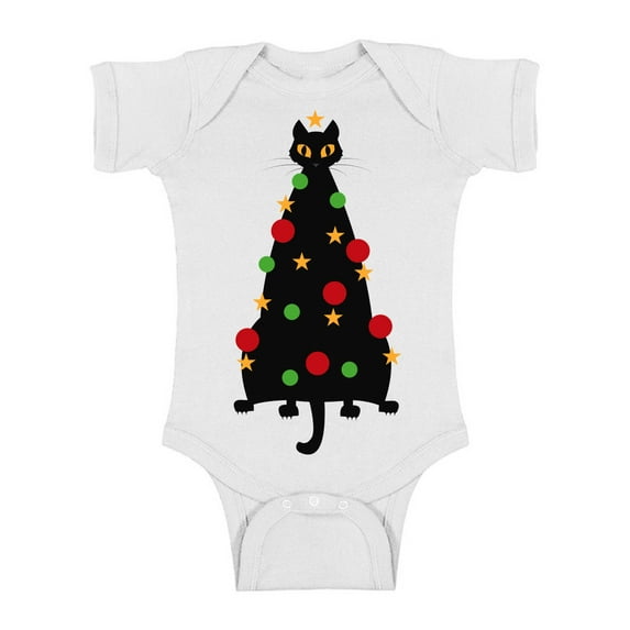 Awkward Styles Christmas Baby Outfit Bodysuit Cat Xmas Tree Romper