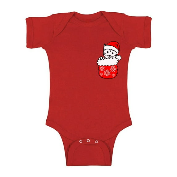 Awkward Styles Christmas Baby Outfit Bodysuit Little Xmas Cat Romper Pocket Print