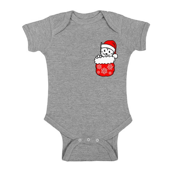 Awkward Styles Christmas Baby Outfit Bodysuit Little Xmas Cat Romper Pocket Print