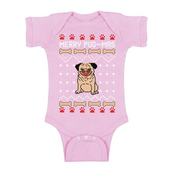 Awkward Styles Christmas Baby Outfit Bodysuit Merry Pugmas Dog Pattern Romper