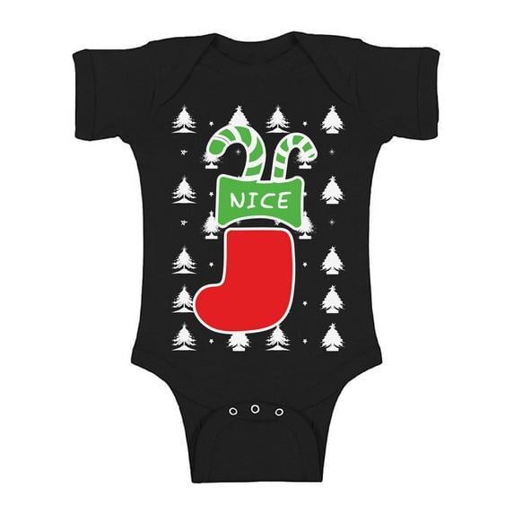 Awkward Styles Christmas Baby Outfit Bodysuit Nice Xmas Stocking Romper