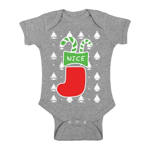 Awkward Styles Christmas Baby Outfit Bodysuit Nice Xmas Stocking Romper