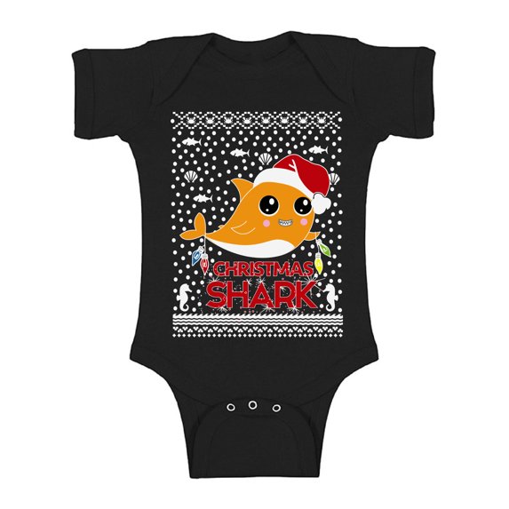 Awkward Styles Christmas Baby Outfit Bodysuit Orange Xmas Shark Romper