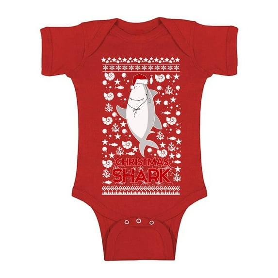 Awkward Styles Christmas Baby Outfit Bodysuit Shark Xmas Pattern Romper
