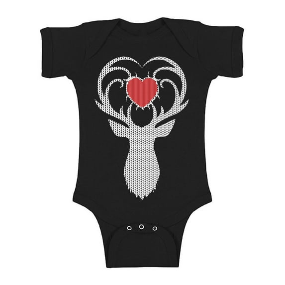 Awkward Styles Christmas Baby Outfit Bodysuit White Deer Xmas Heart Romper