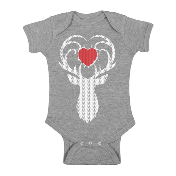Awkward Styles Christmas Baby Outfit Bodysuit White Deer Xmas Heart Romper