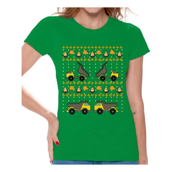 Awkward Styles Christmas Construction Truck Tshirt for Women Toy Truck Christmas Shirt Funny Xmas Tshirts for Women Xmas Truck Christmas T Shirt Christmas Gifts for Truck Fans Truck Accessories