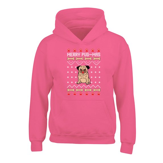 Awkward Styles Christmas Hoodies for Kids Youth Merry Pugmas Dog Pattern Sweatshirt